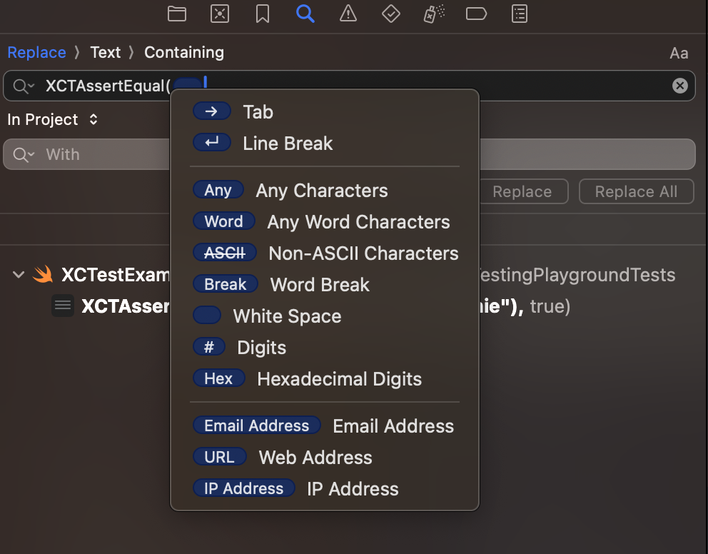 Xcode pattern replacements are a powerful feature when migrating to Swift Testing.